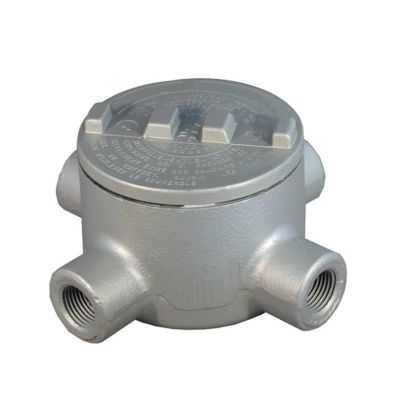 Emerson Electric O-Z/Gedney GUAC-200 Dust-Ignitionproof Explosionproof Conduit Outlet Box, 2 in, 5-1/8 in Cover Opening, 75 cu-in, Aluminum Enamel/Zinc Electroplated